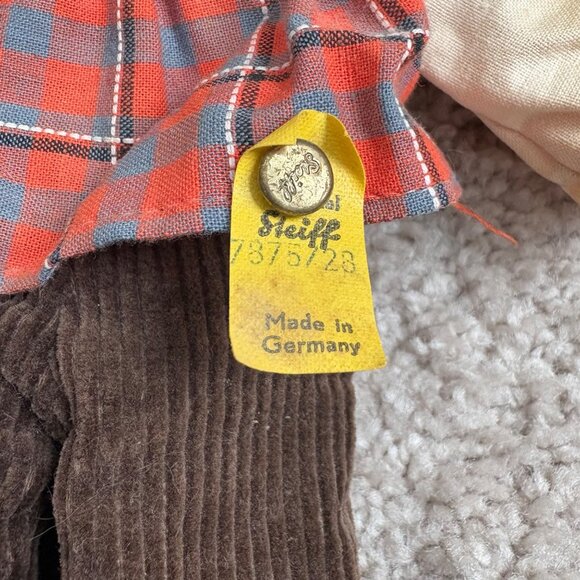 Vintage Steiff 7875728 12” Thin Cloth Doll With Brown Corduroy Pants & Hat - Picture 2 of 11